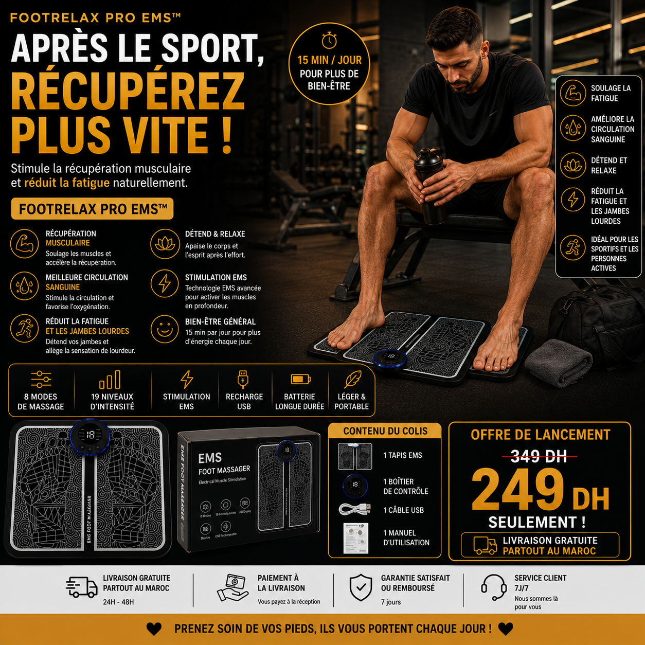 FootRelax Pro EMS™ | Tapis Intelligent de Massage des Pieds – Relaxation, Confort & Bien-être Quotidien