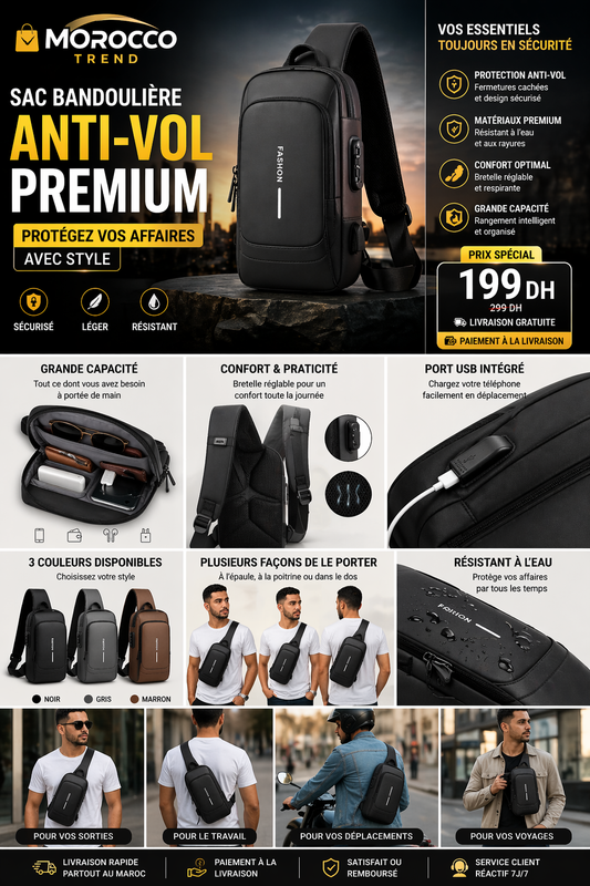 Sac Bandoulière Anti-Vol Premium