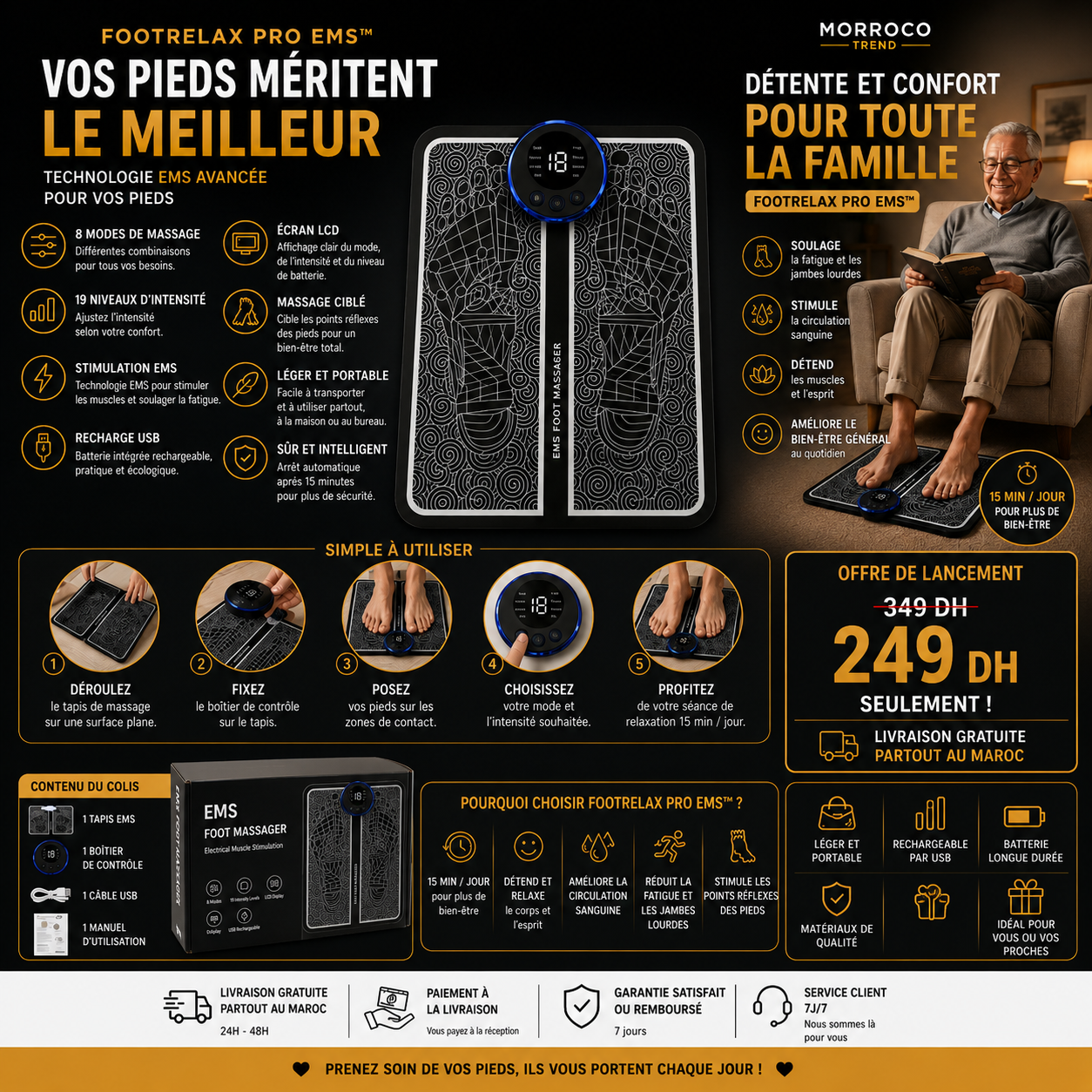 FootRelax Pro EMS™ | Tapis Intelligent de Massage des Pieds – Relaxation, Confort &amp; Bien-être Quotidien
