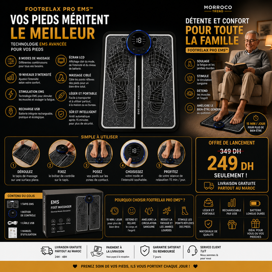 FootRelax Pro EMS™ | Tapis Intelligent de Massage des Pieds – Relaxation, Confort &amp; Bien-être Quotidien