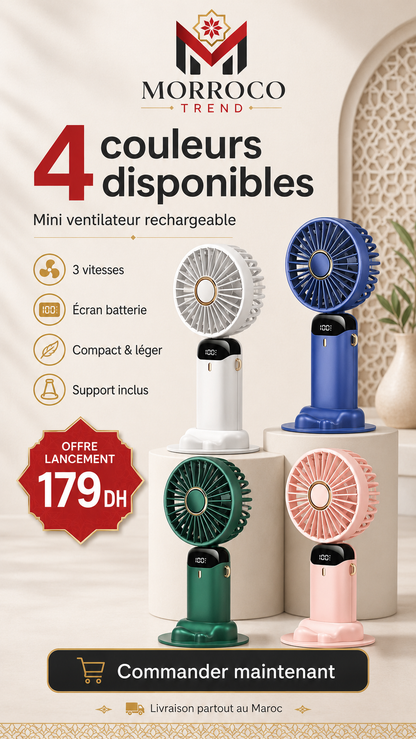 Mini Ventilateur Rechargeable Portable – Fraîcheur Partout