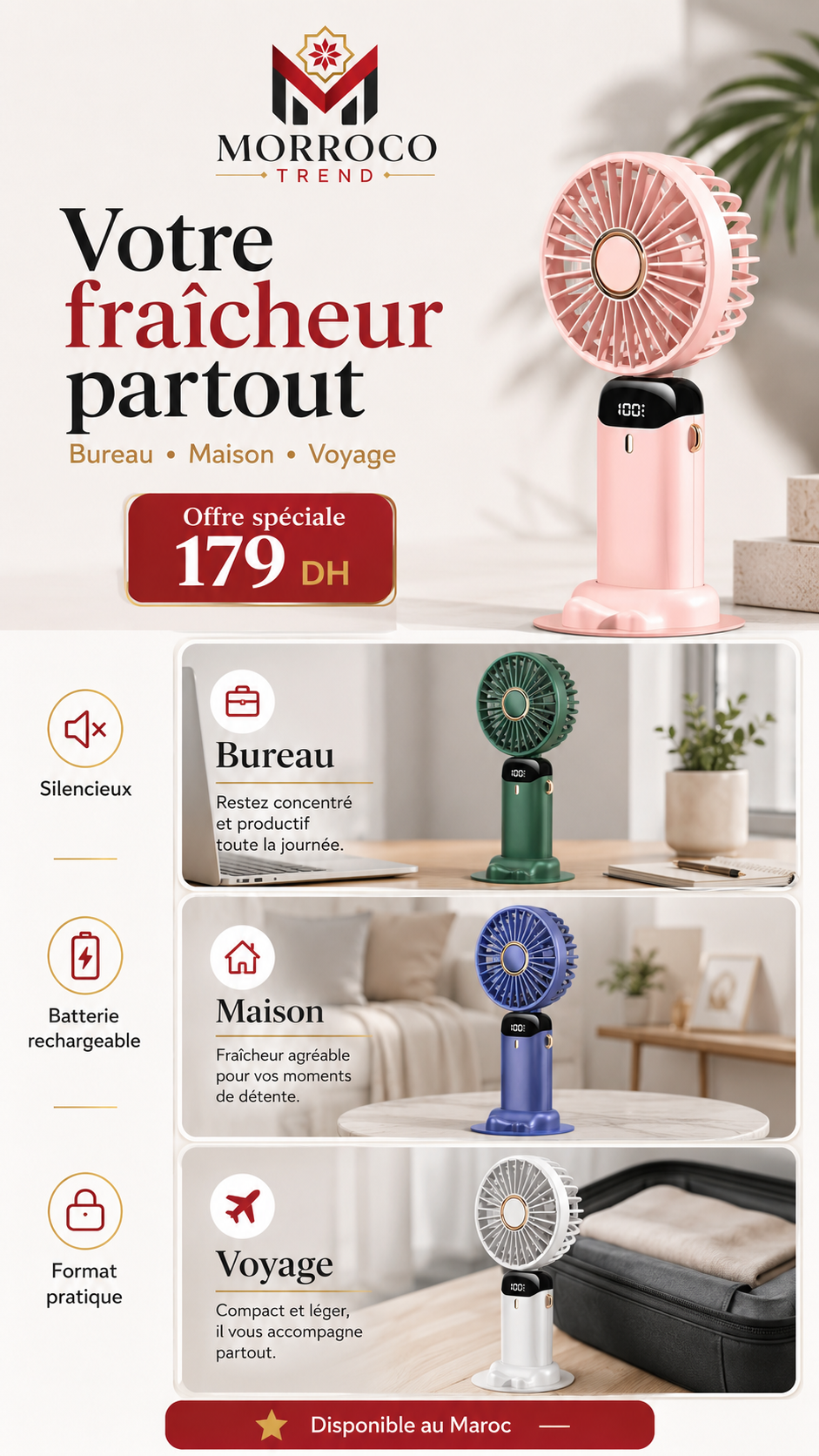 Mini Ventilateur Rechargeable Portable – Fraîcheur Partout