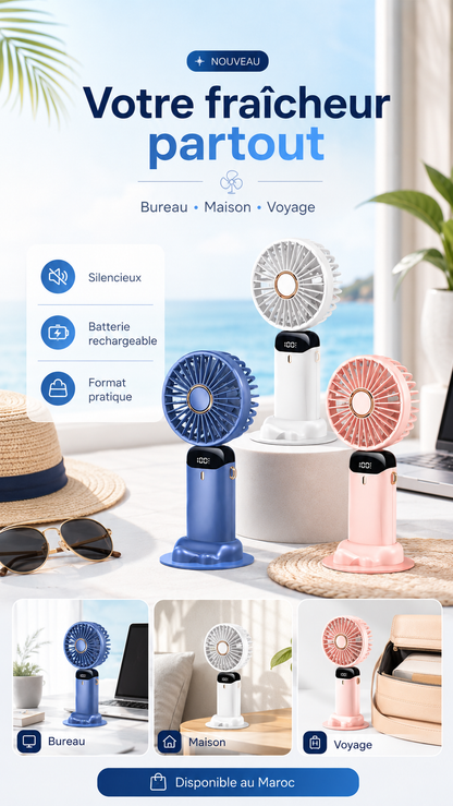Mini Ventilateur Rechargeable Portable – Fraîcheur Partout
