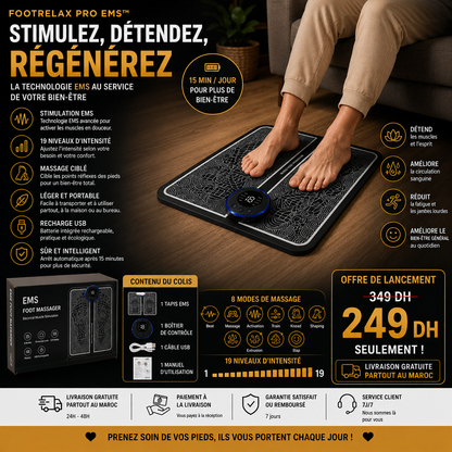 FootRelax Pro EMS™ | Tapis Intelligent de Massage des Pieds – Relaxation, Confort &amp; Bien-être Quotidien