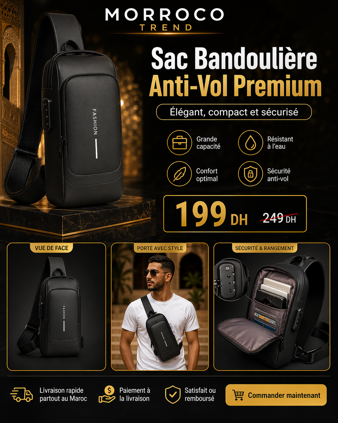 Sac Bandoulière Anti-Vol Premium