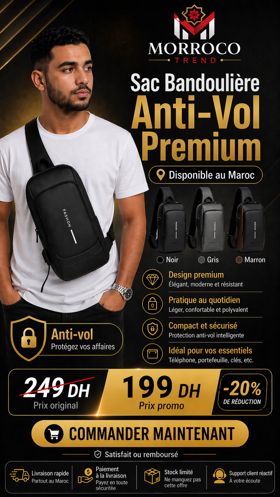 Sac Bandoulière Anti-Vol Premium