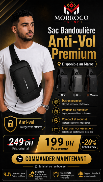 Sac Bandoulière Anti-Vol Premium